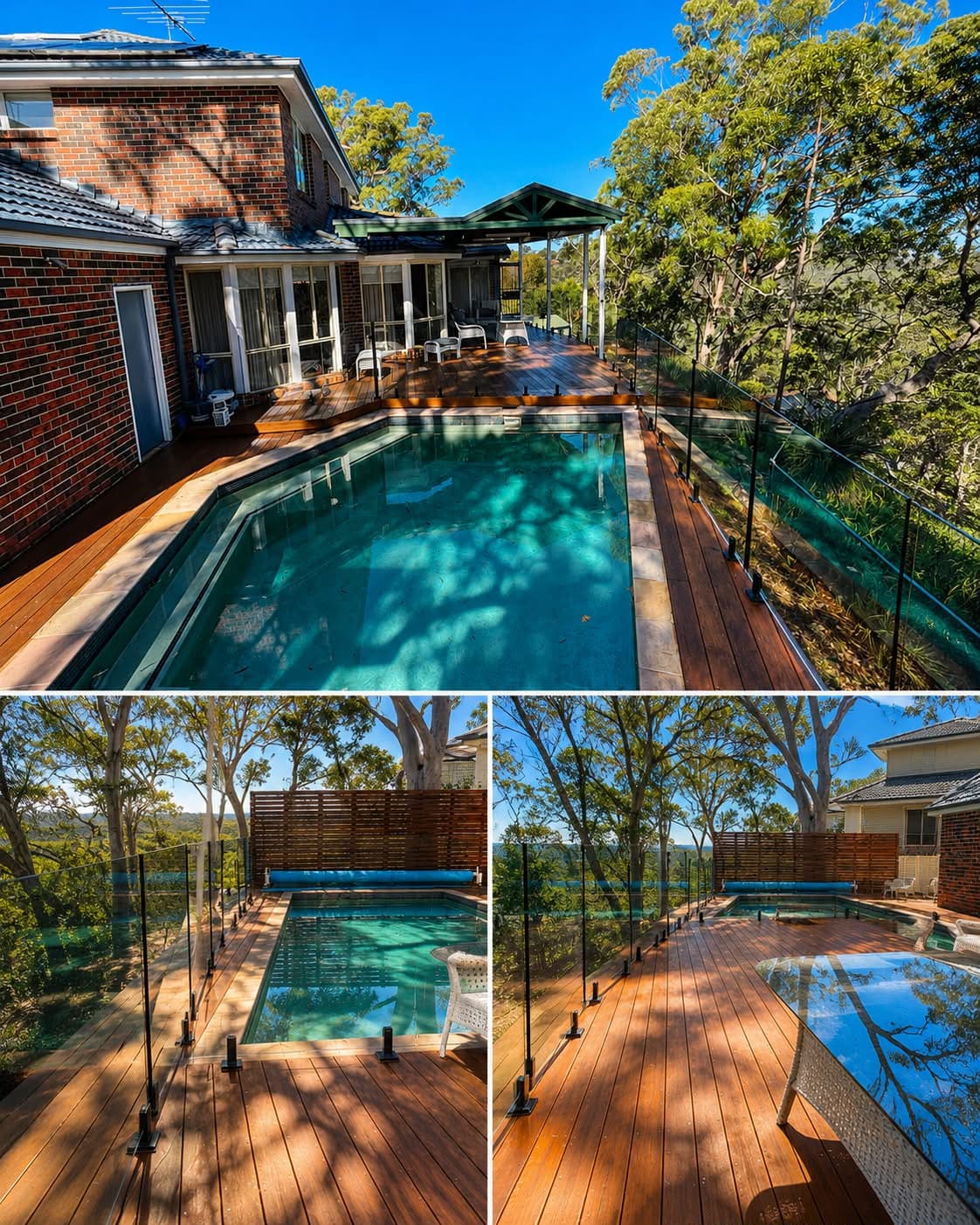Pool surround hardwood decking